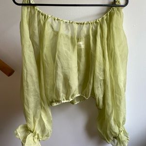 Honeydove Vintage- Honeydew organza silk puff top